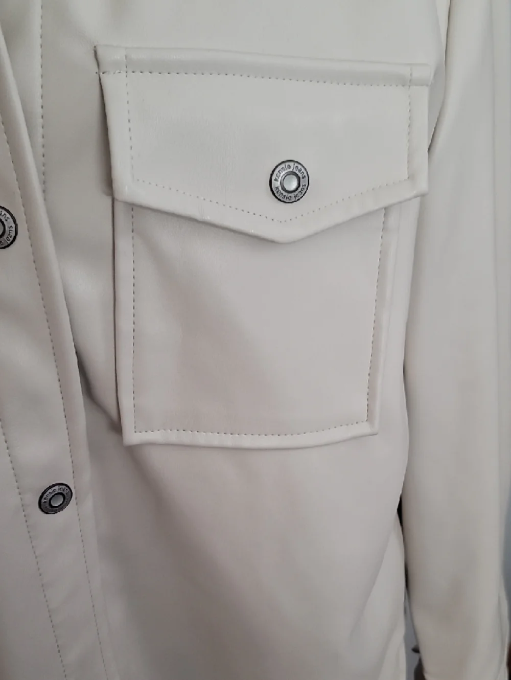 Kensie Light Cream Faux Leather Shacket - Picture 5 of 11